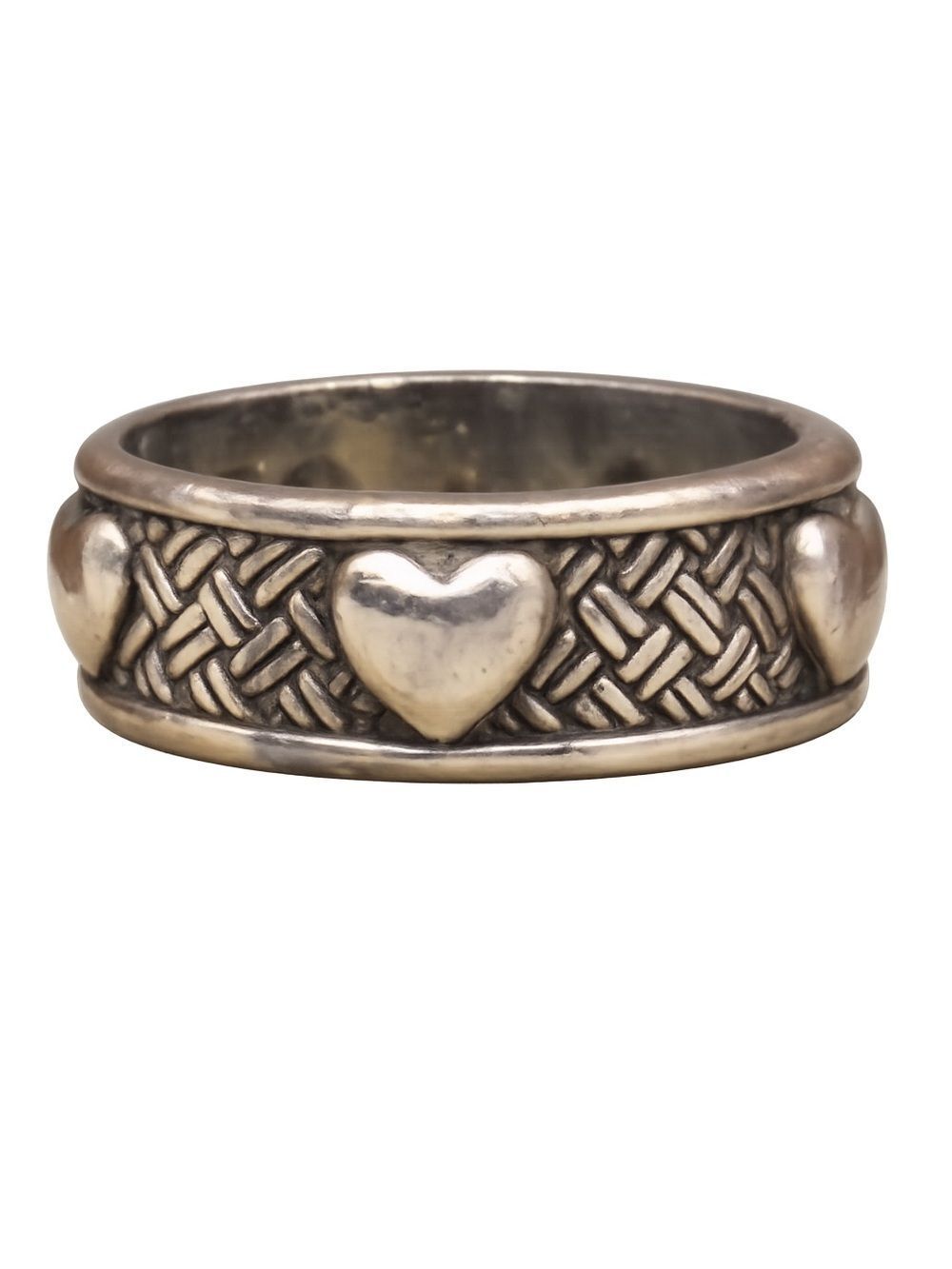 Brighton Sterling Silver 925 Puffy Heart Crisscross Band Ring. Size 6. EUC!